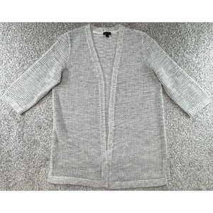 J. Jill Crochet Open Cardigan Womens Large Wearever Collection Long Knit MINT!